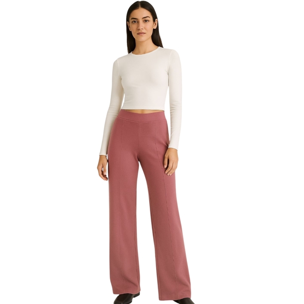 Wilfred Free Souvenir Pant Dusty Pink Wide Leg Stretch High Waist Lounge Size M